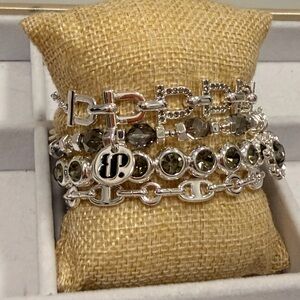 BOMB PARTY TENNIS BRACELET STACK!-Layer Bracelet Set with Olive Green Stone